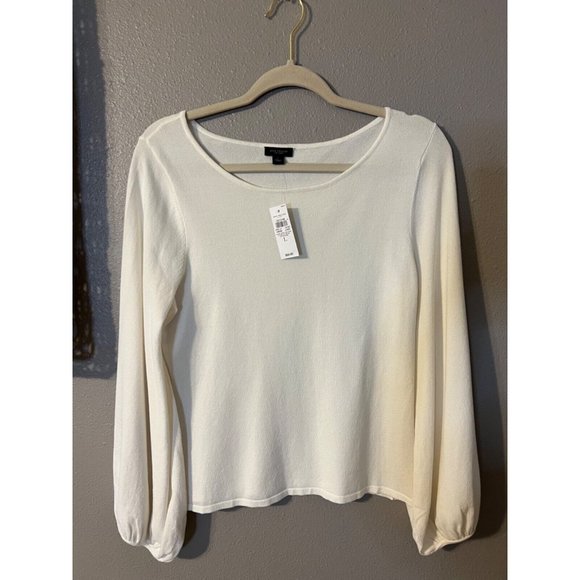 Ann Taylor Top L Large Cream Ivory Balloon Sleeve NWT - Picture 1 of 6